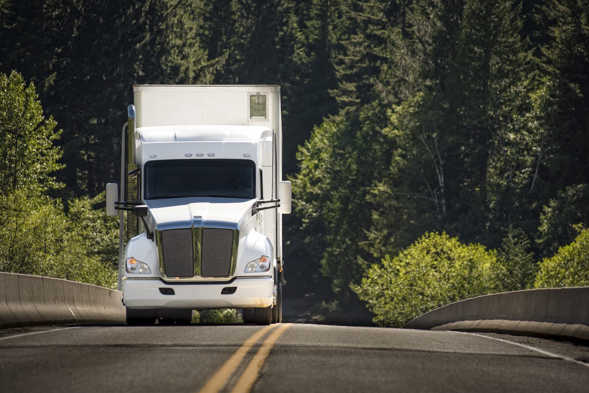 A commercial truck on the road.